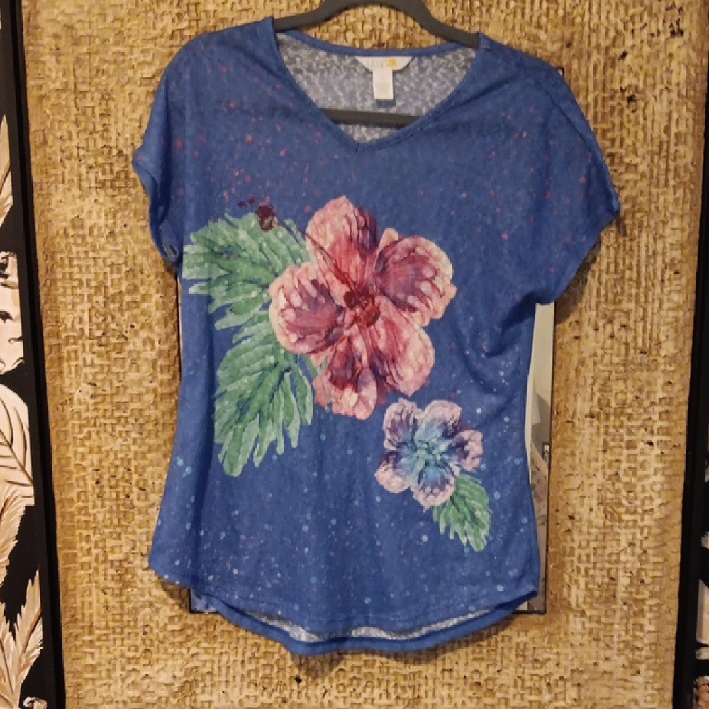 Vibrant Floral Short Sleeve Women's Top